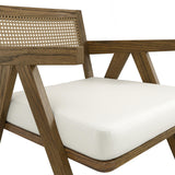 LPD Furniture Arizona ecru weave accent chair with smoked wood frame in a modern living room setting