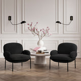 LPD Furniture Avery black sherpa fabric chair with matte black metal frame in a modern living room setting