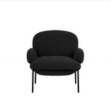 LPD Furniture Avery black sherpa fabric chair with matte black metal frame in a modern living room setting
