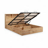 Bali Ottoman Bed – Natural Oak – Ottoman Storage with Bookcase Headboard | Julian Bowen