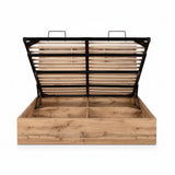 Bali Ottoman Bed – Natural Oak – Ottoman Storage with Bookcase Headboard | Julian Bowen