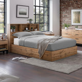 Bali Ottoman Bed – Natural Oak – Ottoman Storage with Bookcase Headboard | Julian Bowen