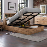 Bali Ottoman Bed – Natural Oak – Ottoman Storage with Bookcase Headboard | Julian Bowen