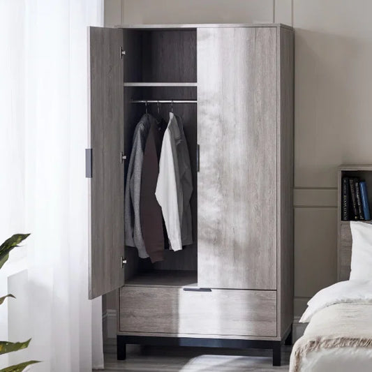 Bali 2 Door Wardrobe – Grey Oak – Compact Size Perfect for Smaller Bedrooms