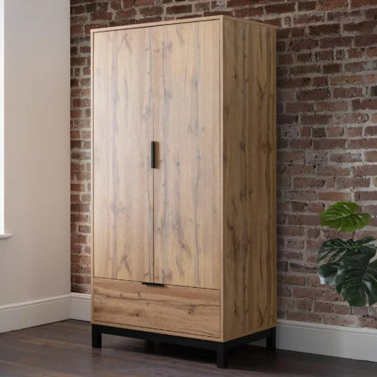 Bali 2 Door Wardrobe – Light Oak – Compact Size Perfect for Smaller Bedrooms