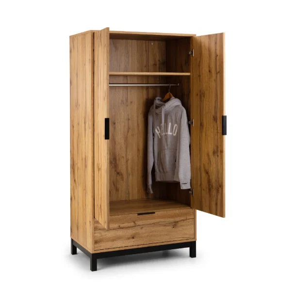 Bali 2 Door Wardrobe – Light Oak – Compact Size Perfect for Smaller Bedrooms
