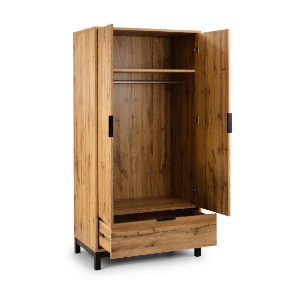 Bali 2 Door Wardrobe – Light Oak – Compact Size Perfect for Smaller Bedrooms