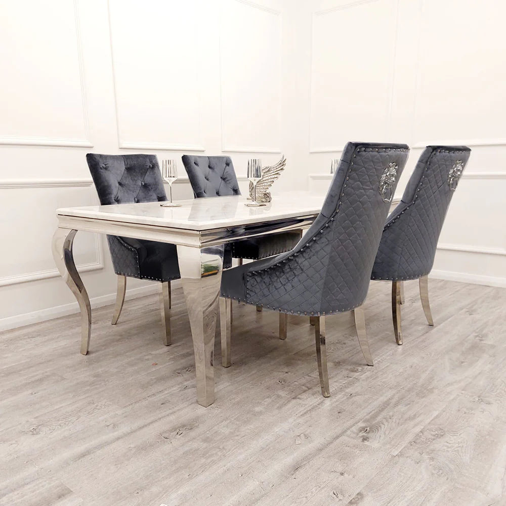 Furnish365 Louis marble effect dining table in a contemporary dining room setting