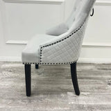 Bentley Velvet Black Leg Dining Chair – Quilted Back with Matt Black Details | Furnish365