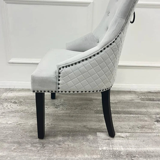 Bentley Velvet Black Leg Dining Chair – Quilted Back with Matt Black Details | Furnish365