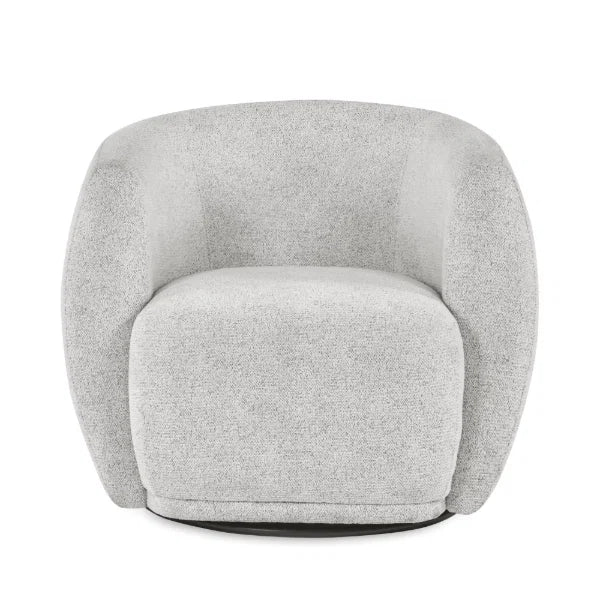 Bowline oyster chenille swivel accent chair in a modern living room setting