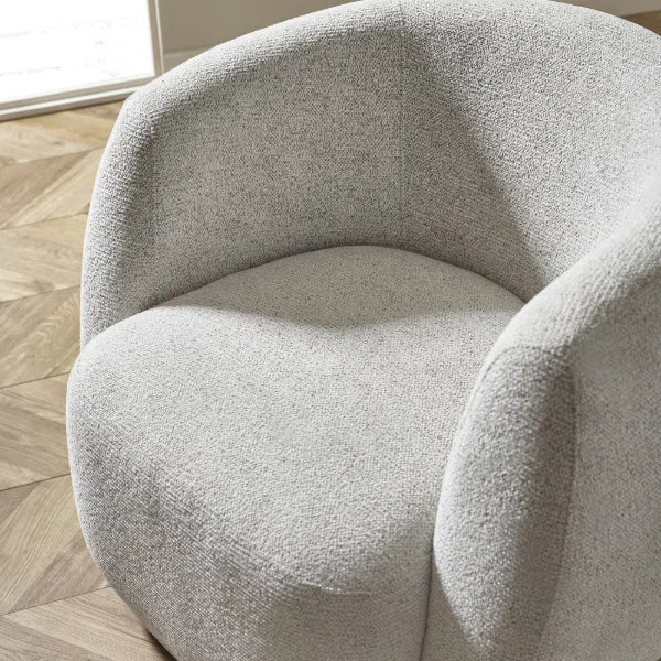 Bowline oyster chenille swivel accent chair in a modern living room setting