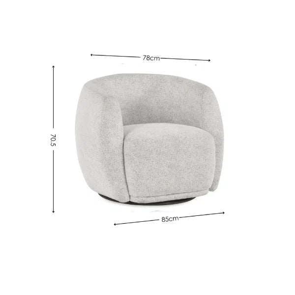 Bowline oyster chenille swivel accent chair in a modern living room setting