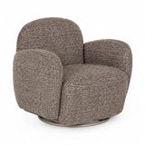 Bramley chocolate brown chenille swivel armchair in a modern living room setting