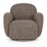 Bramley chocolate brown chenille swivel armchair in a modern living room setting