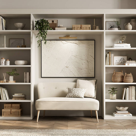 LPD Furniture Beau Sand 2 seater sofa with tufted back and blonde wood legs in a modern living room setting