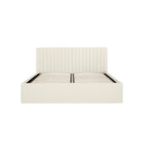 LPD Furniture Berlin milk weave ottoman bed with fluted headboard in a modern bedroom setting