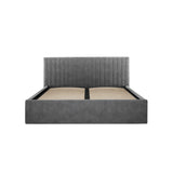 	LPD Furniture Berlin silver velvet ottoman bed with under-bed storage in a modern bedroom setting
