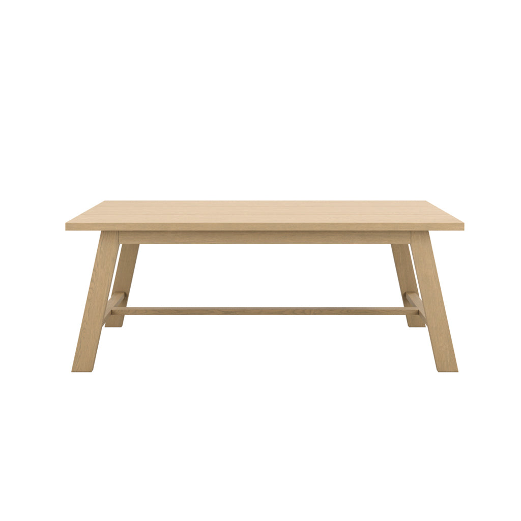LPD Furniture Bourton latte wood grain dining table seating 8 in a modern dining room setting