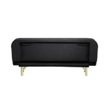 LPD Furniture Burlington black velvet sofa bed with brushed gold legs in a modern living room setting