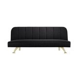 LPD Furniture Burlington black velvet sofa bed with brushed gold legs in a modern living room setting