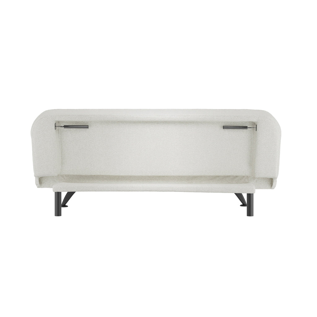 LPD Furniture Burlington ivory boucle sofa bed with matte black legs in a modern living room setting