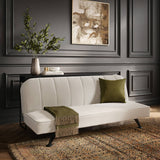 LPD Furniture Burlington ivory boucle sofa bed with matte black legs in a modern living room setting