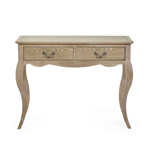 Camille lime washed oak console table in a modern hallway or living room setting