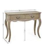 Camille lime washed oak console table in a modern hallway or living room setting