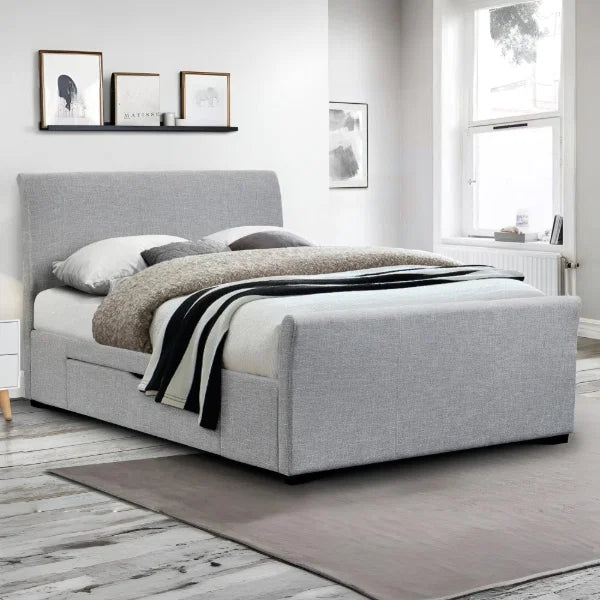 Capri Grey Fabric Double Storage Bed