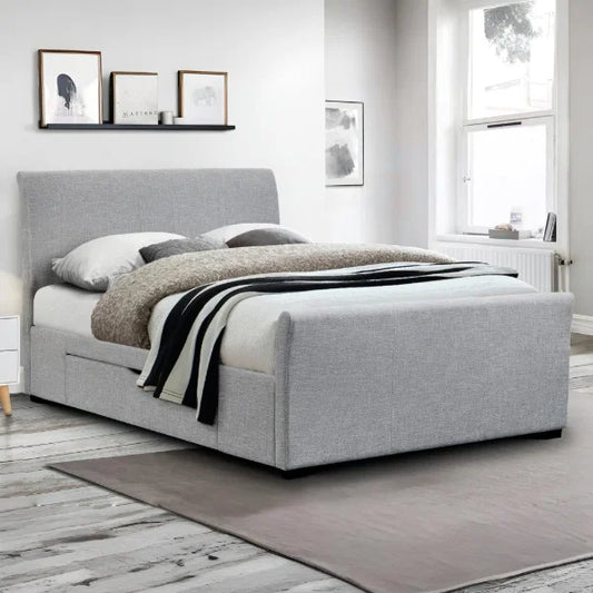 Capri Grey Fabric Double Storage Bed
