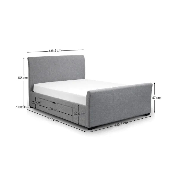 Capri Grey Fabric Double Storage Bed