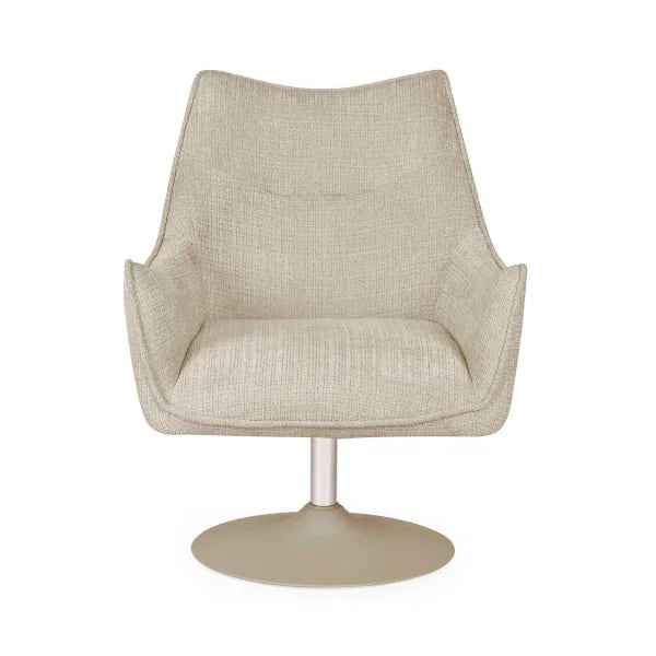 	Caspian ivory chenille swivel chair in a modern living room setting