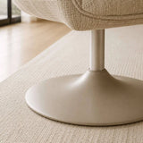 	Caspian ivory chenille swivel chair in a modern living room setting