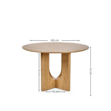 Cellini round oak-effect dining table with sculptural intersecting base in a modern dining room setting