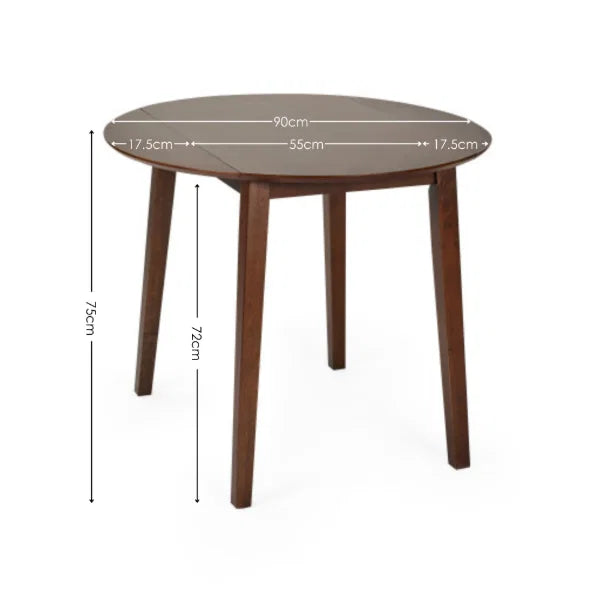 Coast Walnut Drop Leaf Dining Table – Space-Saving Design Expands from 55cm to 90cm (Pre-order – July)