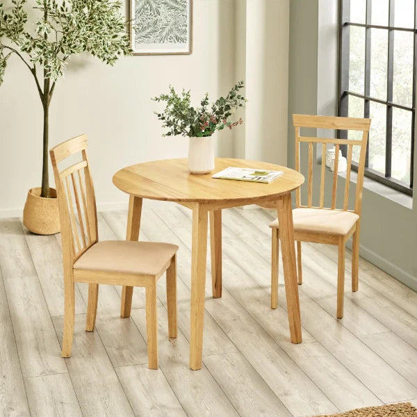 Coast Natural Oak Drop Leaf Dining Table – Space-Saving Design Expands from 55cm to 90cm (Pre-order – July)