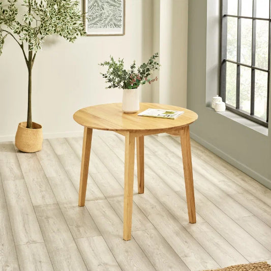 Coast Natural Oak Drop Leaf Dining Table – Space-Saving Design Expands from 55cm to 90cm (Pre-order – July)