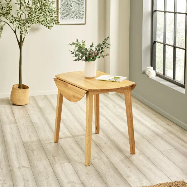 Coast Natural Oak Drop Leaf Dining Table – Space-Saving Design Expands from 55cm to 90cm (Pre-order – July)