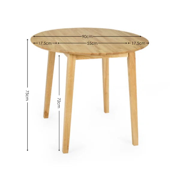 Coast Natural Oak Drop Leaf Dining Table – Space-Saving Design Expands from 55cm to 90cm (Pre-order – July)