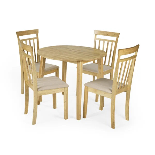 Coast Set of 2 Natural Oak Slat Back Dining Chairs – Upholstered Seats (Pre-order – May)