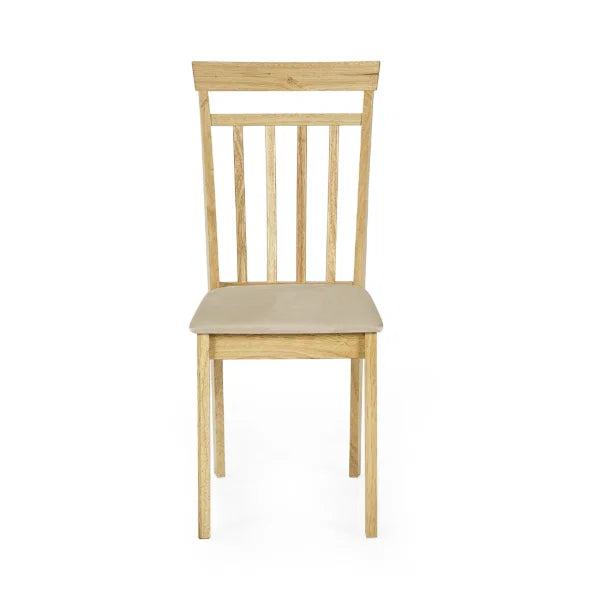 Coast Set of 2 Natural Oak Slat Back Dining Chairs – Upholstered Seats (Pre-order – May)