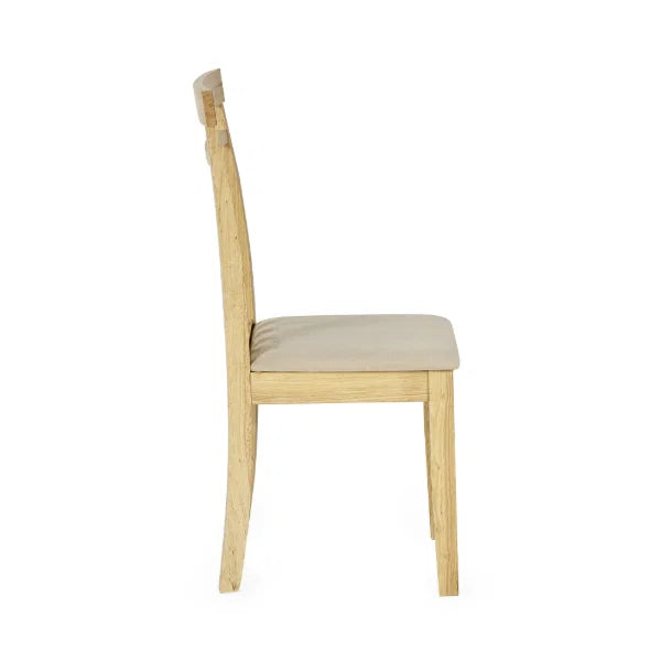 Coast Set of 2 Natural Oak Slat Back Dining Chairs – Upholstered Seats (Pre-order – May)