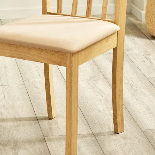 Coast Set of 2 Natural Oak Slat Back Dining Chairs – Upholstered Seats (Pre-order – May)