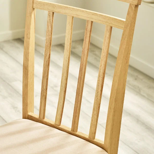 Coast Set of 2 Natural Oak Slat Back Dining Chairs – Upholstered Seats (Pre-order – May)