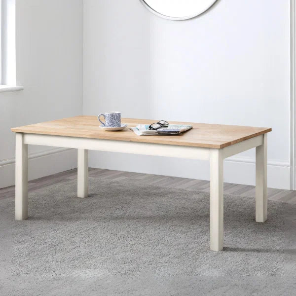 Coxmoor Coffee Table – Ivory & Oak – Bright Two-Tone Design with Lower Shelf