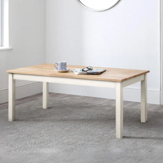 Coxmoor Coffee Table – Ivory & Oak – Bright Two-Tone Design with Lower Shelf