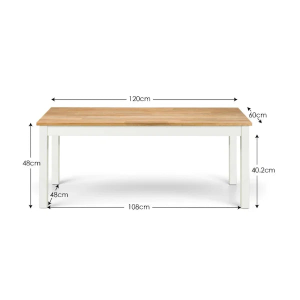 Coxmoor Coffee Table – Ivory & Oak – Bright Two-Tone Design with Lower Shelf