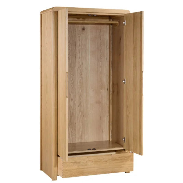 Curve 2 Door Wardrobe – Oak – Elegant Design with Distinctive Curved Top
