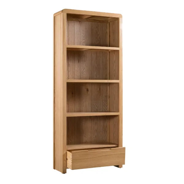 Curve Oak Tall Bookcase – Distinctive Curved Top – 5 Shelves – Elegant Design
